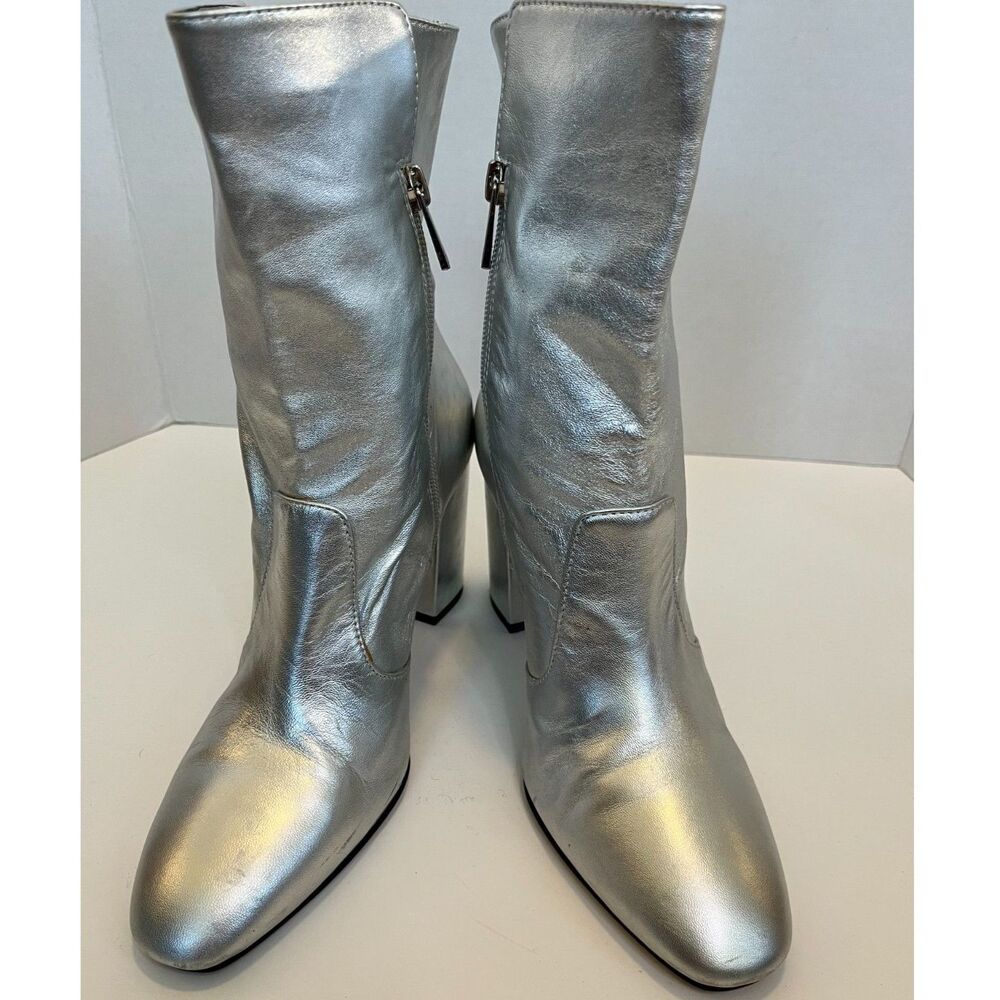 Jessica Simpson Kaelin Boot Genuine Leather Platinum Metallic Silver Size 7 - Picture 3 of 6